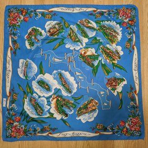 Scarf Blue 30" Square Italy Lago Maggiore Vintage